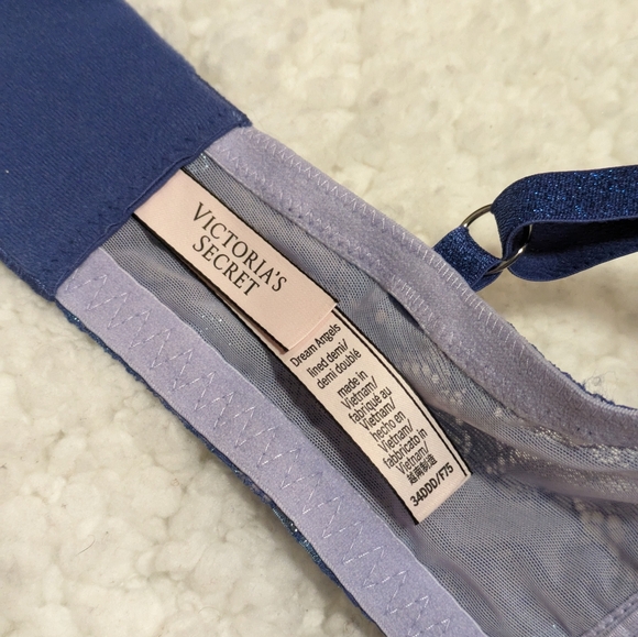 Victoria's Secret Dream Angels Lined Demi Bra Size 34DDD Purple Blue - Picture 8 of 9